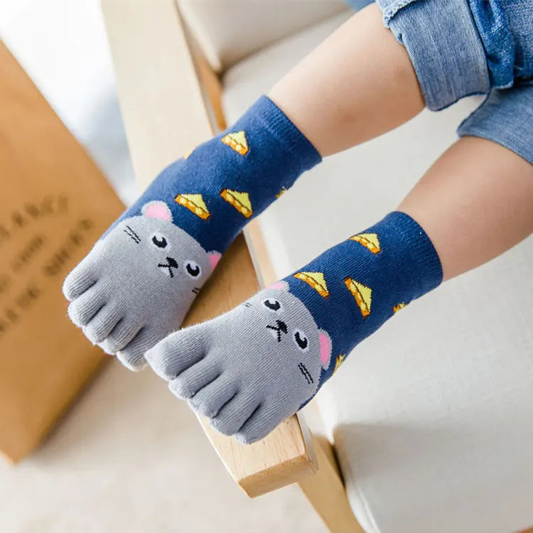 Cotton Animal Pattern Five-Finger Socks