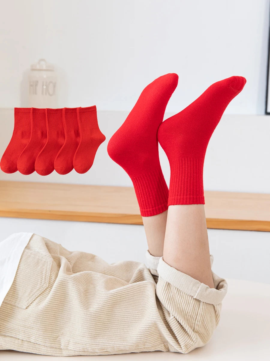 3 Pair Children’s Red Cotton Socks (Ages 3-12)