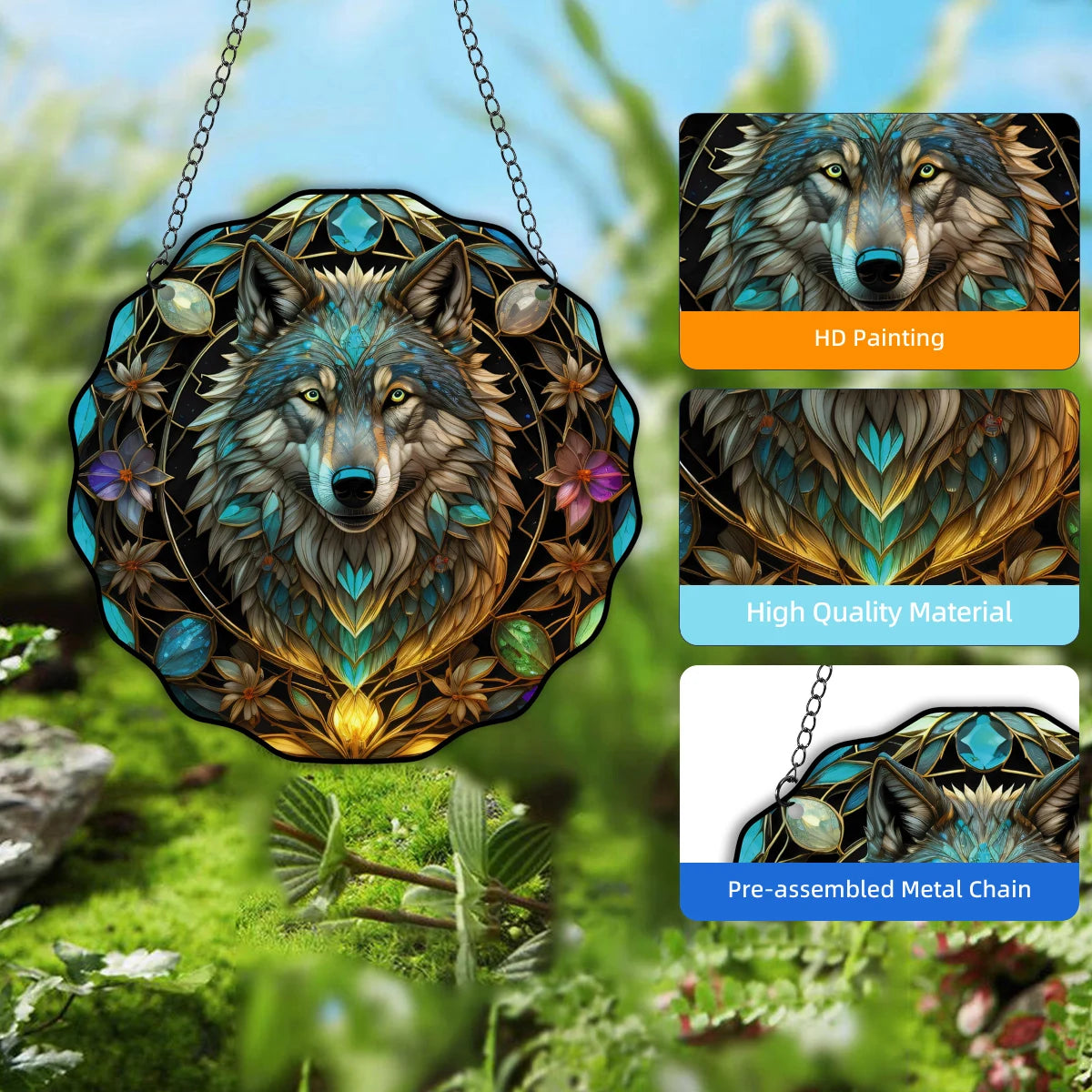 Wolf Wall Art Decor Hanging Sign