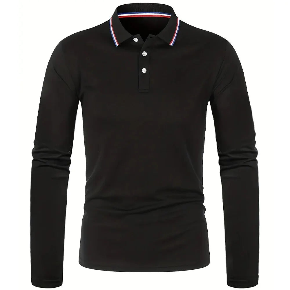 Men's Casual Long Sleeve Polo Shirt