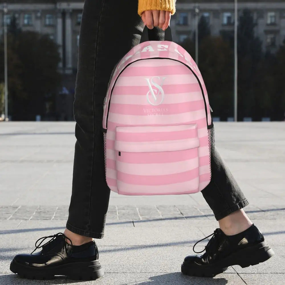V-Victoria S Secret New Fashion High Capacity Waterproof College Backpack Trendy Laptop Travel Book Bag 15inch