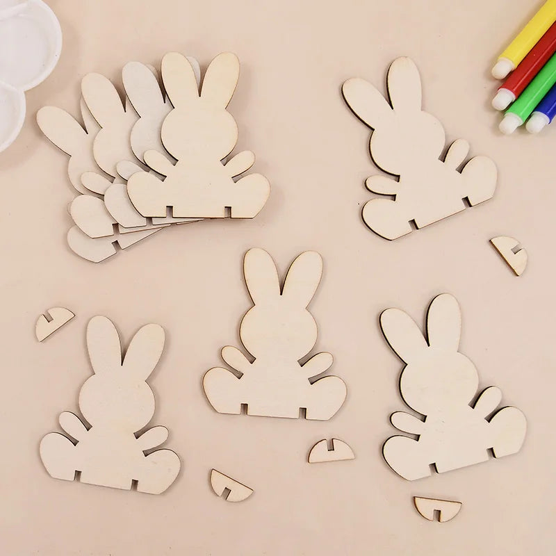 Wooden Easter Rabbit Ornaments DIY Set