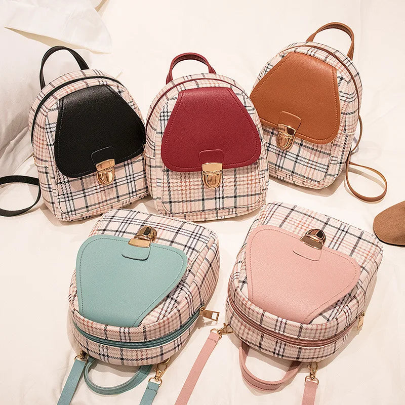 Ladies Check Lock Small Backpack