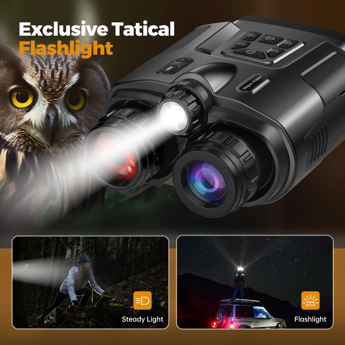 4K Infrared Night Vision Binoculars – 8X Digital Zoom with 600m Range for Hunting & Surveillance