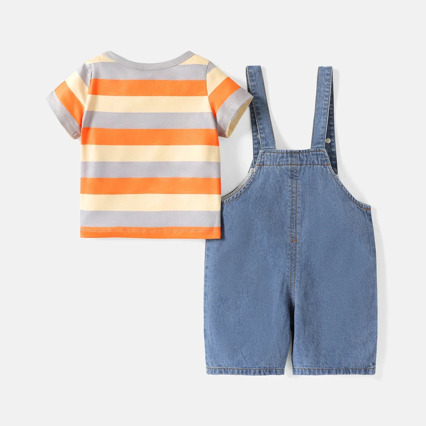 PatPat 2pcs Baby Giraffe Denim Overall Shorts