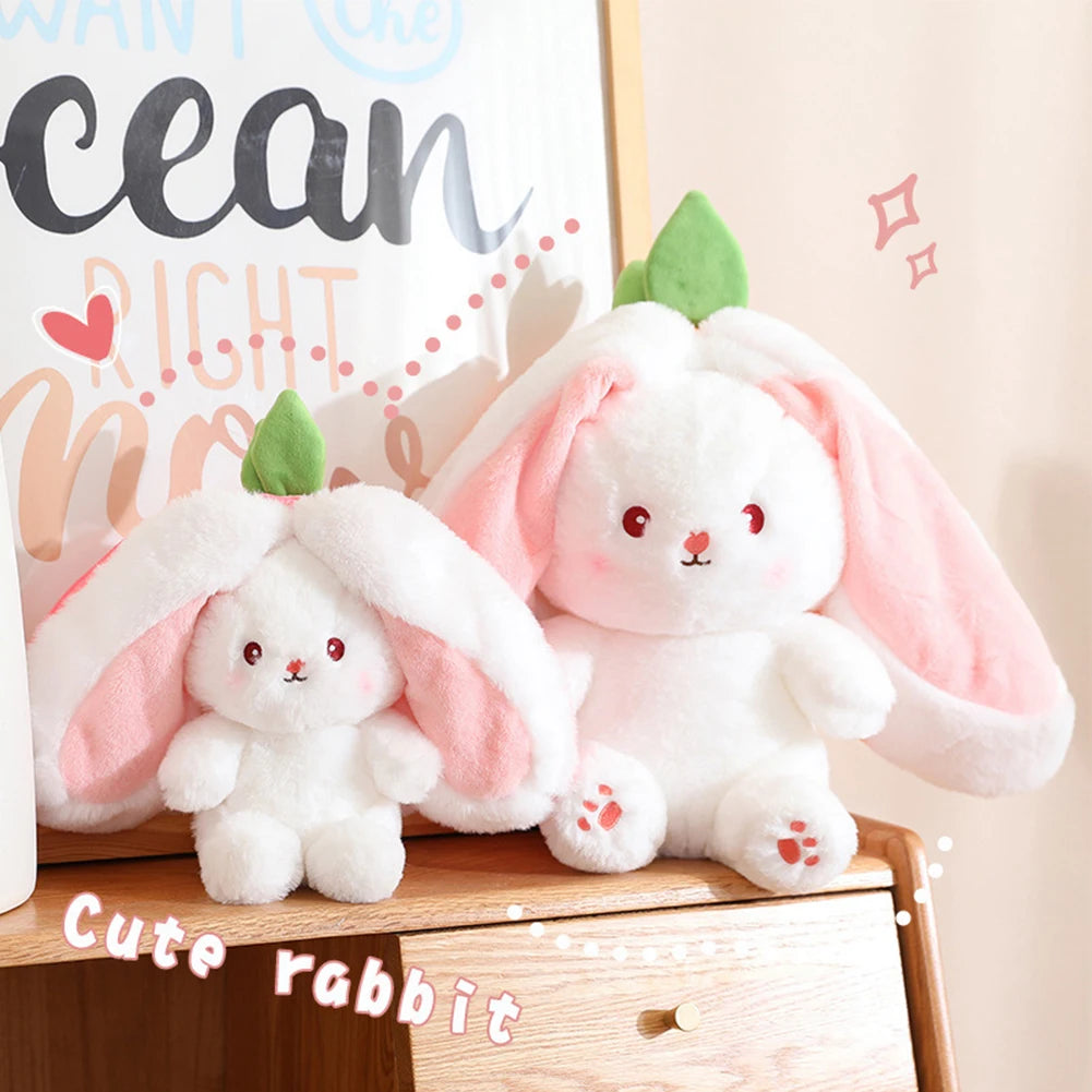 Reversible Bunny Carrot Strawberry Toy with Zipper