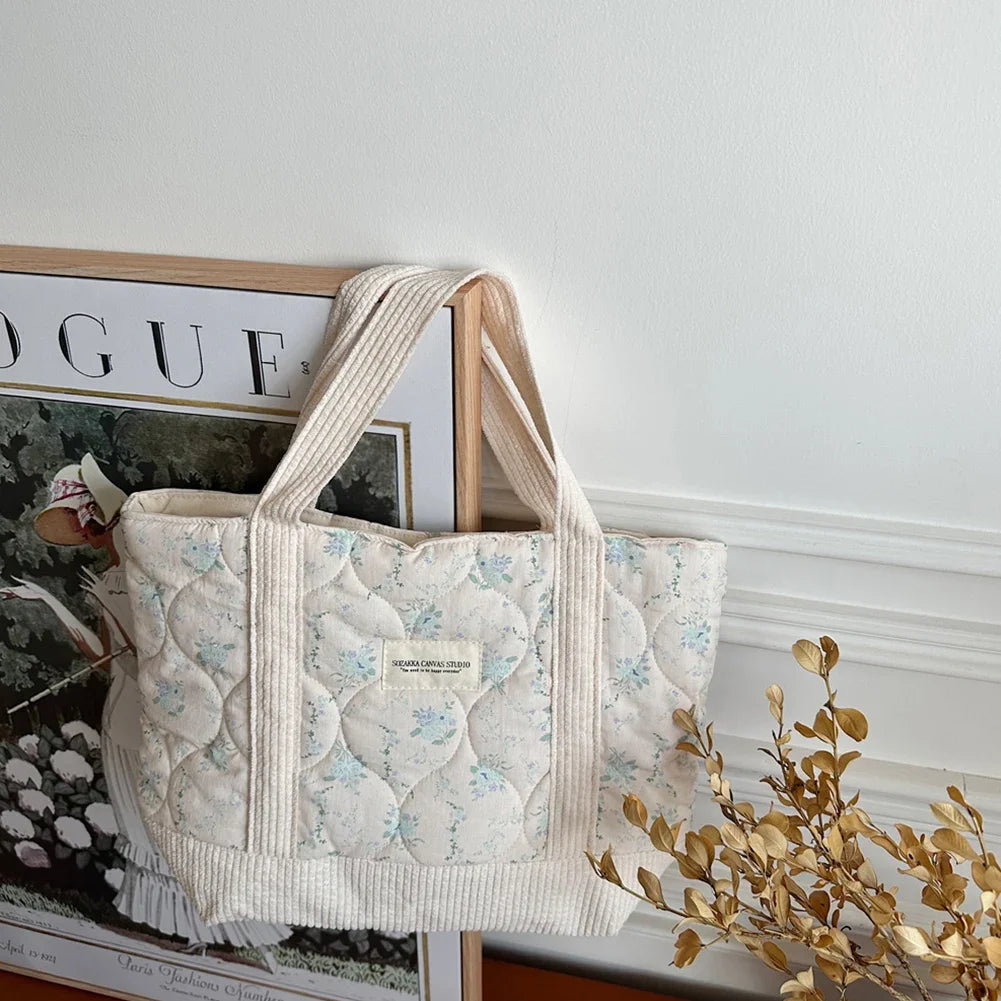 Quilted Floral Tote Bag