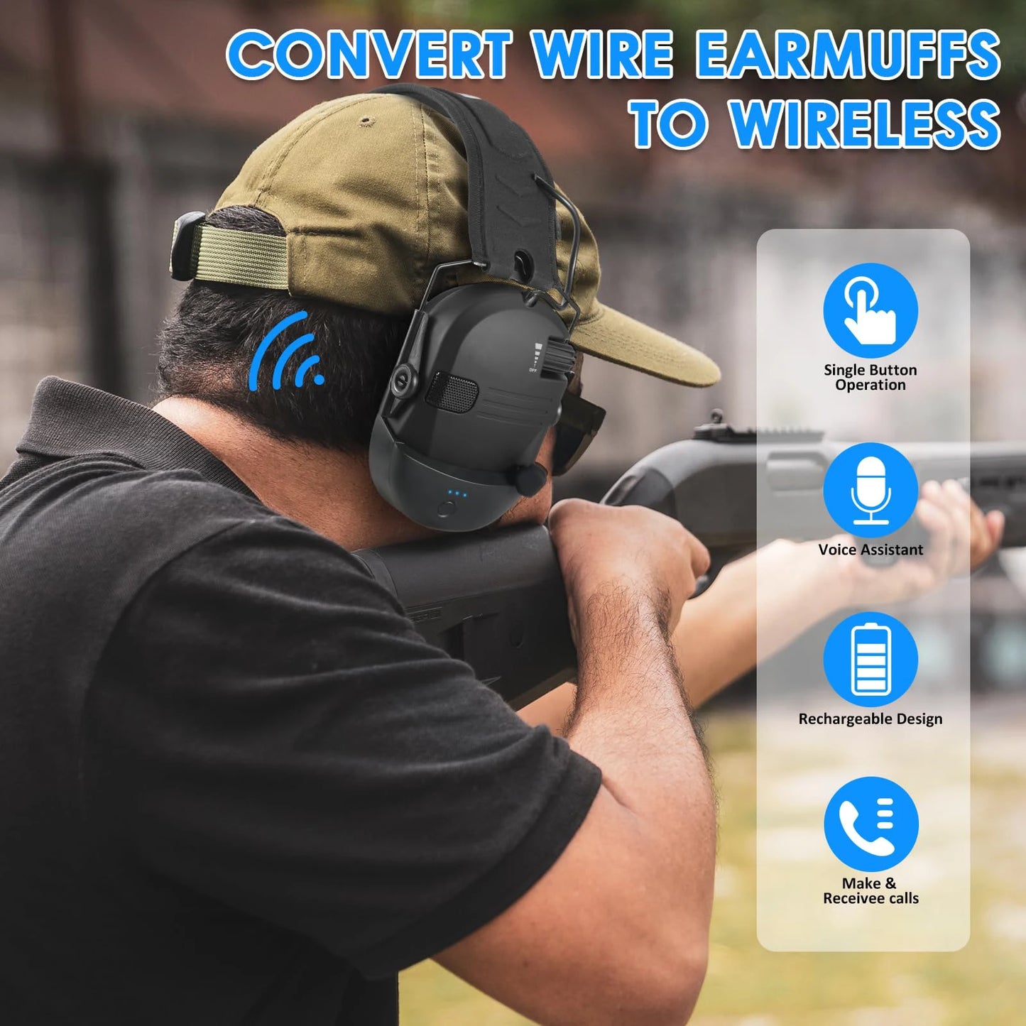 Earmuffs Active Headphones for Shooting – Electronic Hearing Protection & Noise Reduction for Hunting