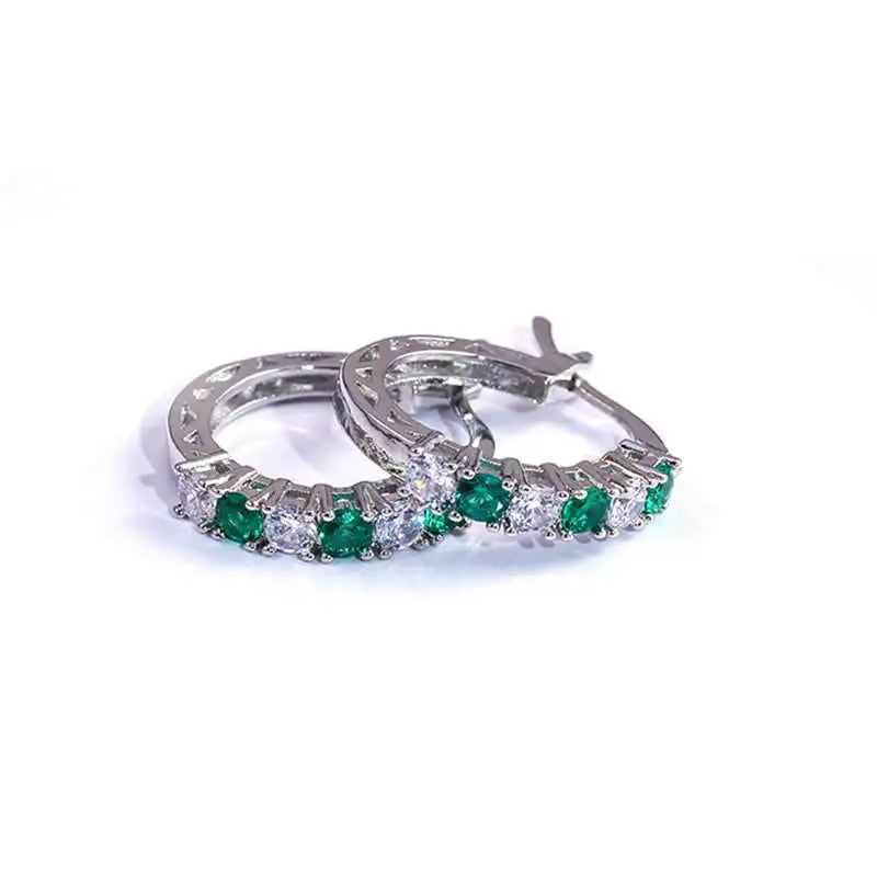 925 Sterling Silver Fashion Round Circle Clear Mosaic CZ Zircon Stud Earrings