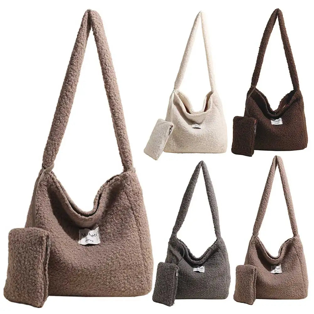 Lamb Wool Shoulder Bag for Women