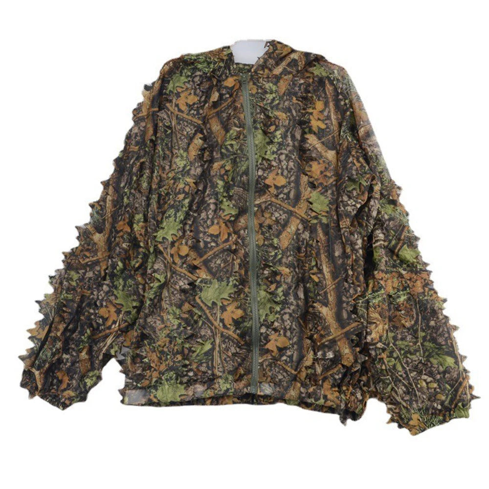 Breathable Camouflage Hunting Suit for Men & Women – Lightweight, Hooded, and Wild Leafy Design Ghillie Suit (6-in-1)
