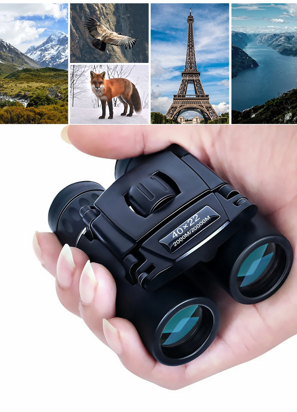 40x22 HD Powerful Binoculars – 2000M Long-Range Folding Mini Telescope for Hunting, Sports & Outdoor Adventure