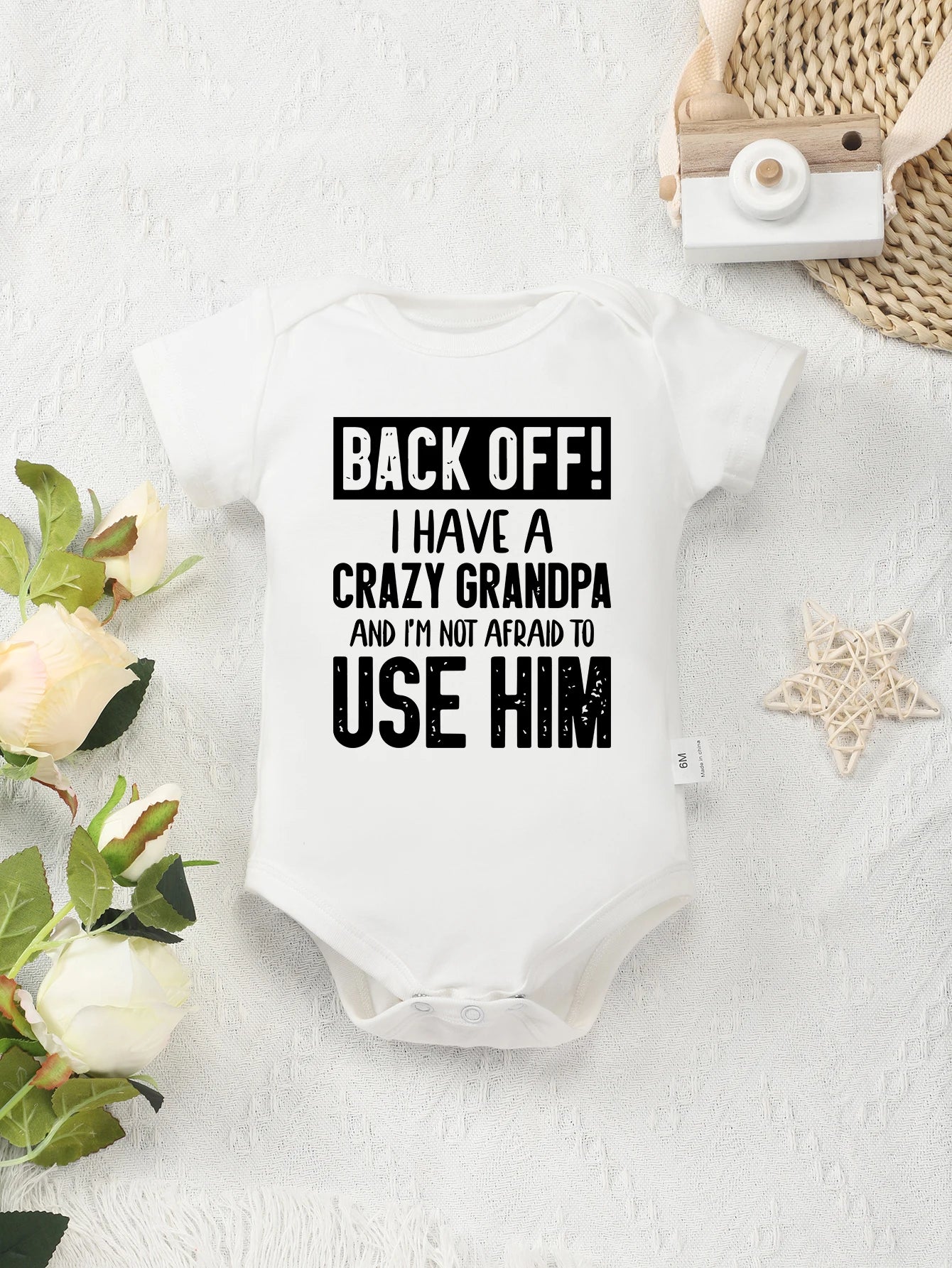 "I Have a Crazy Grandpa" Funny Newborn Boy Onesie