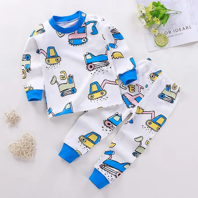 Cartoon Tops & Pants Long Sleeve Pajama Set
