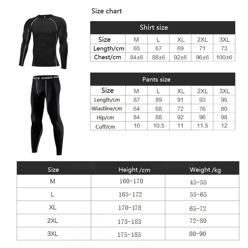 Winter Thermal Underwear for Men – Warm Base Layer Long Johns & Fitness Leggings