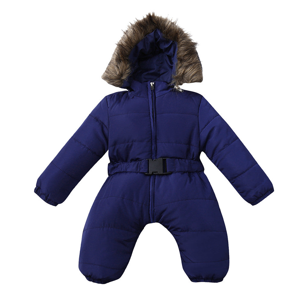 Infant Warm Hooded Coat & Jumpsuit Set