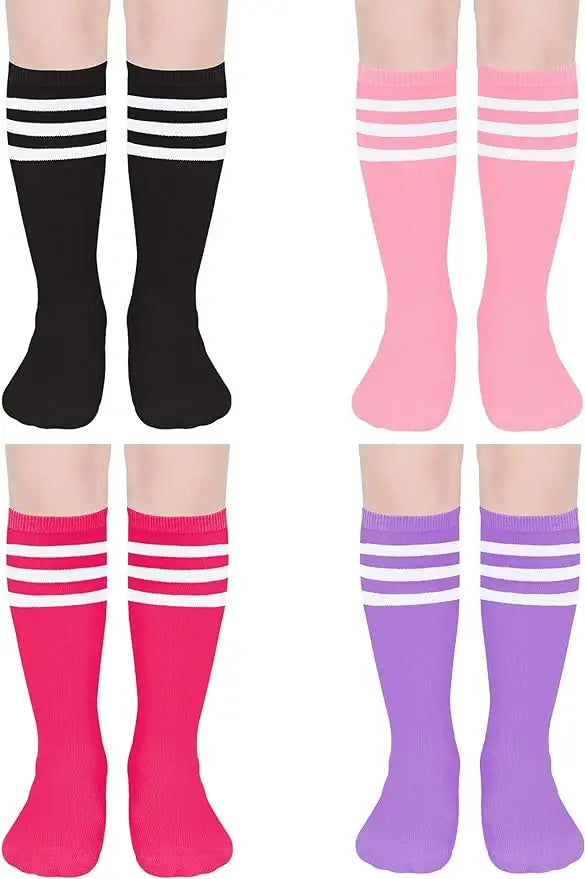 Three Stripes Knee-High Cotton Sports Socks