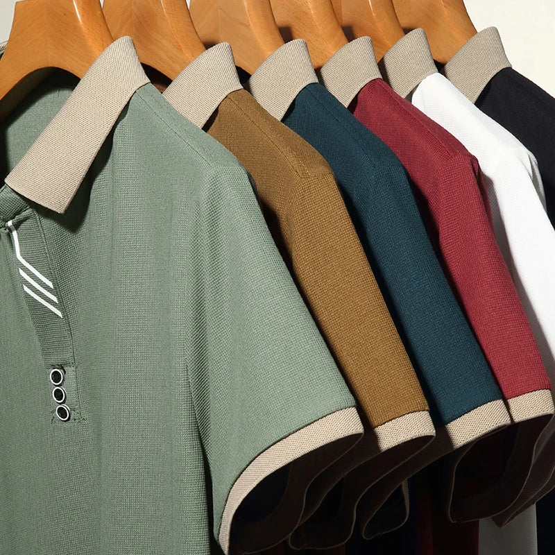 Men’s Solid Color Casual Short Sleeve Polo Shirt