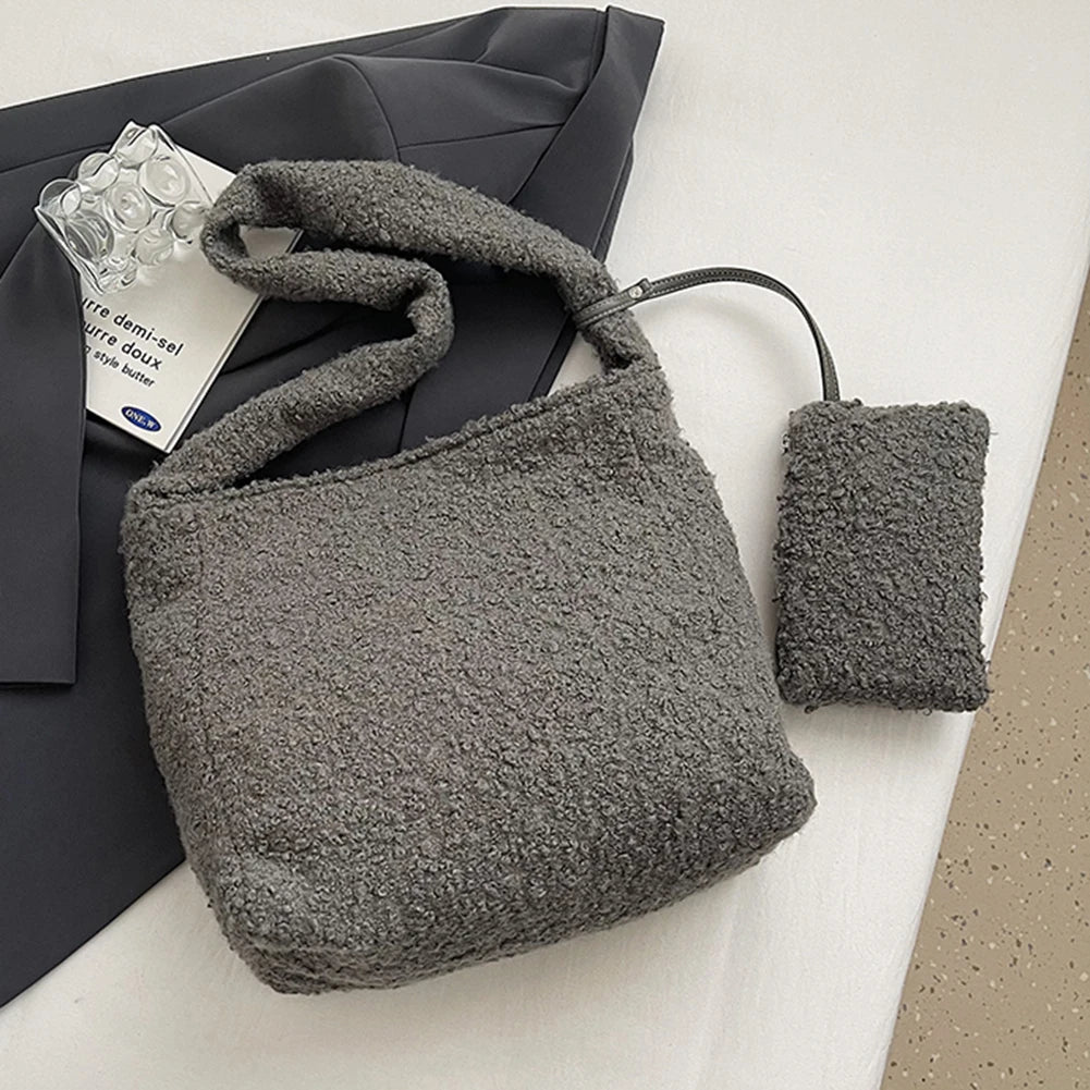 Lamb Wool Shoulder Bag for Women