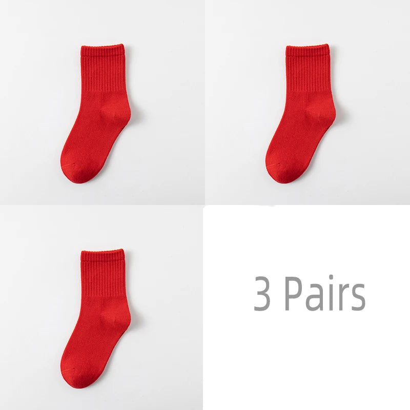 3 Pair Children’s Red Cotton Socks (Ages 3-12)