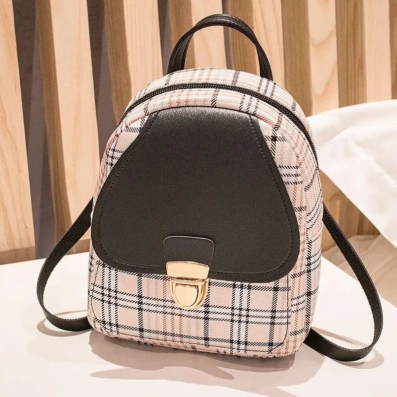 Ladies Check Lock Small Backpack