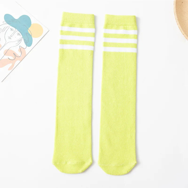 Three Stripes Knee-High Cotton Sports Socks