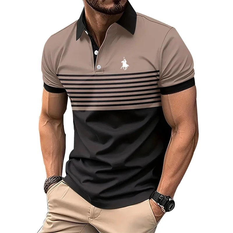 Men’s Stripe Short Sleeve Polo Shirt