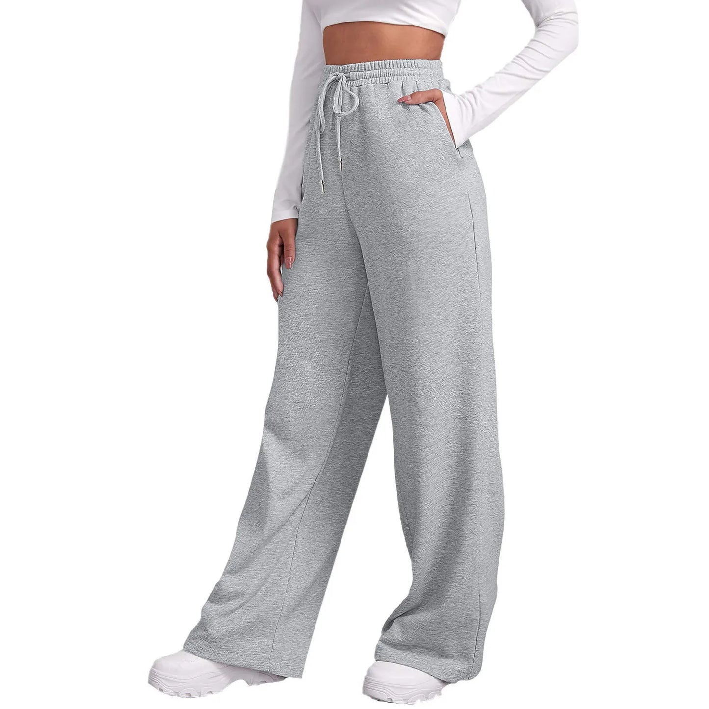 Drawstring Wide-Leg Sweatpants
