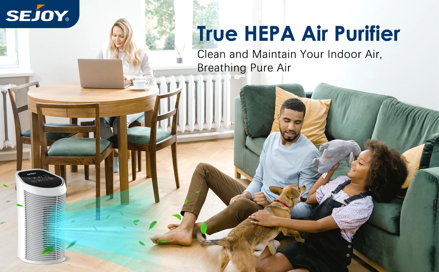 Sejoy Air Purifier with HEPA Filter and Ionizer