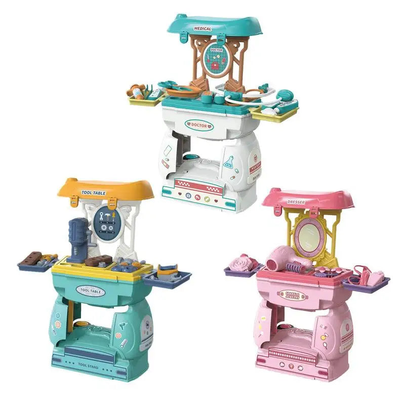 2-in-1 Cartoon Storage Car Pretend Toy Set