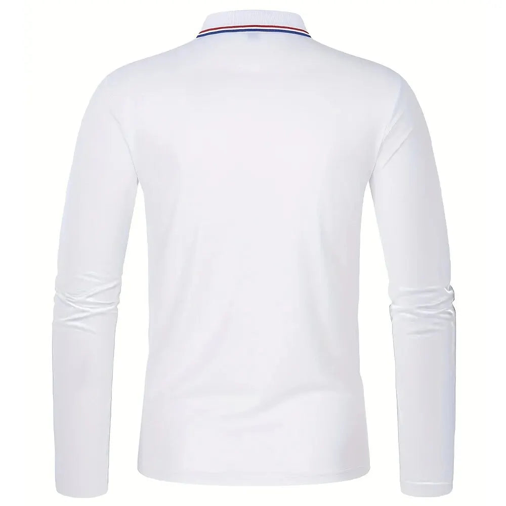 Men's Casual Long Sleeve Polo Shirt