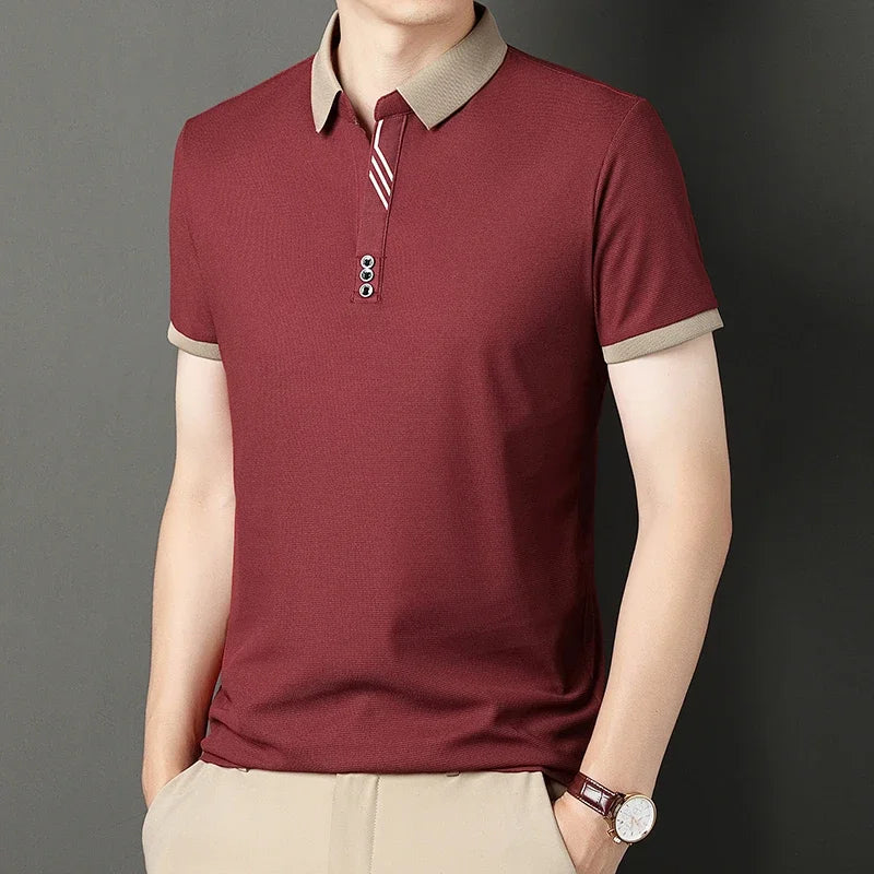 Men’s Solid Color Casual Short Sleeve Polo Shirt