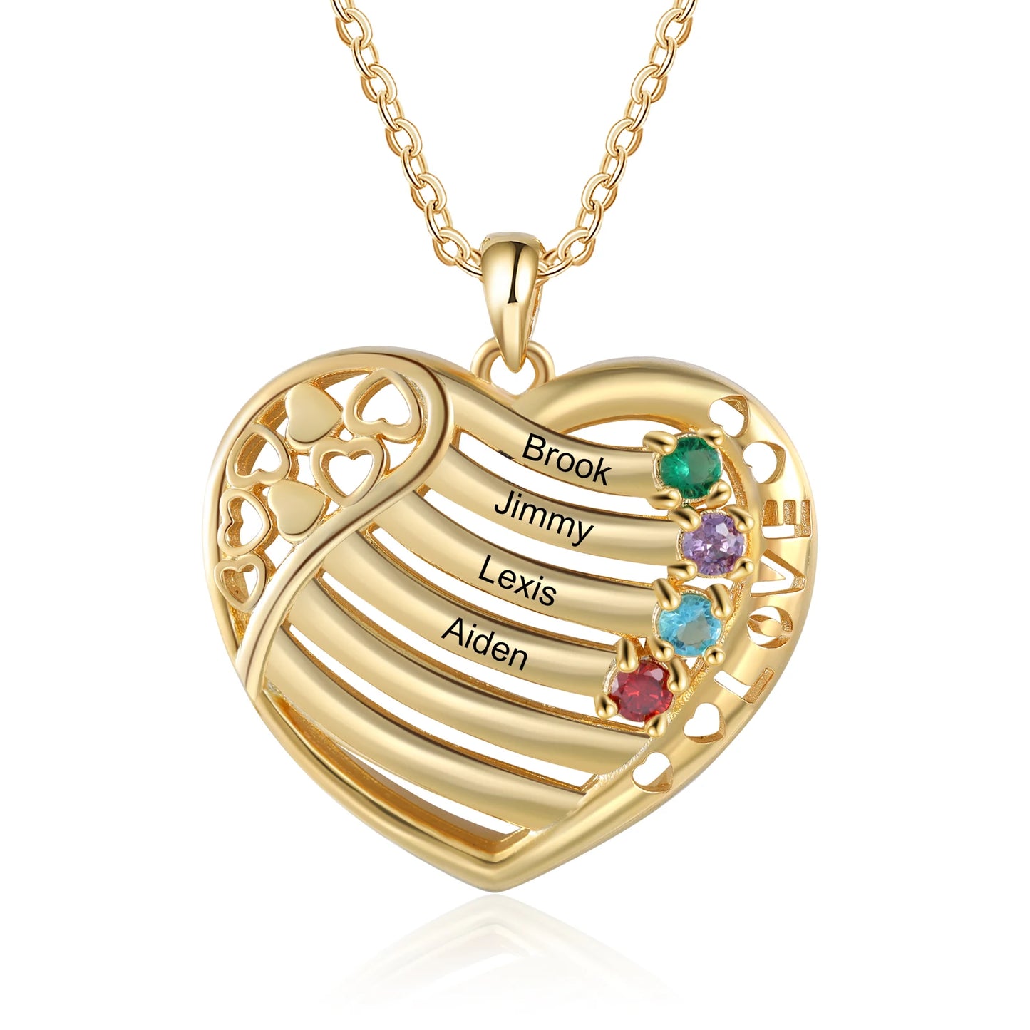 Valentine's Day Gold Color Personalized Heart Necklace