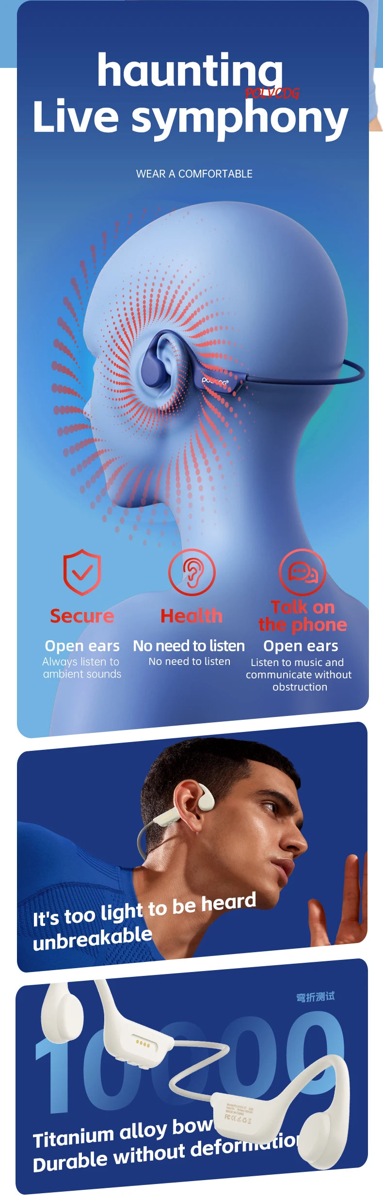 POLVCDG Bone Conduction Headset (2024 New Model)