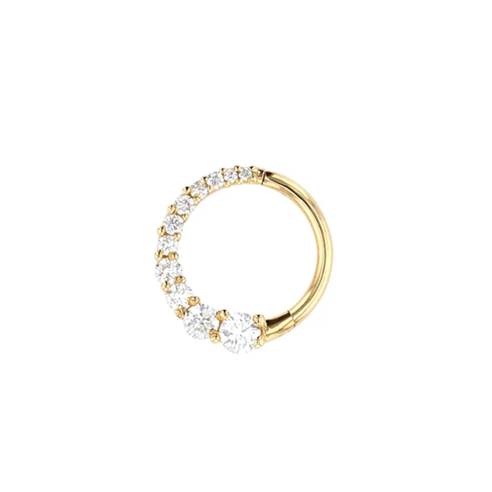 925 Sterling Silver Shimmering CZ Zircon Pave Daith Hoop Earring