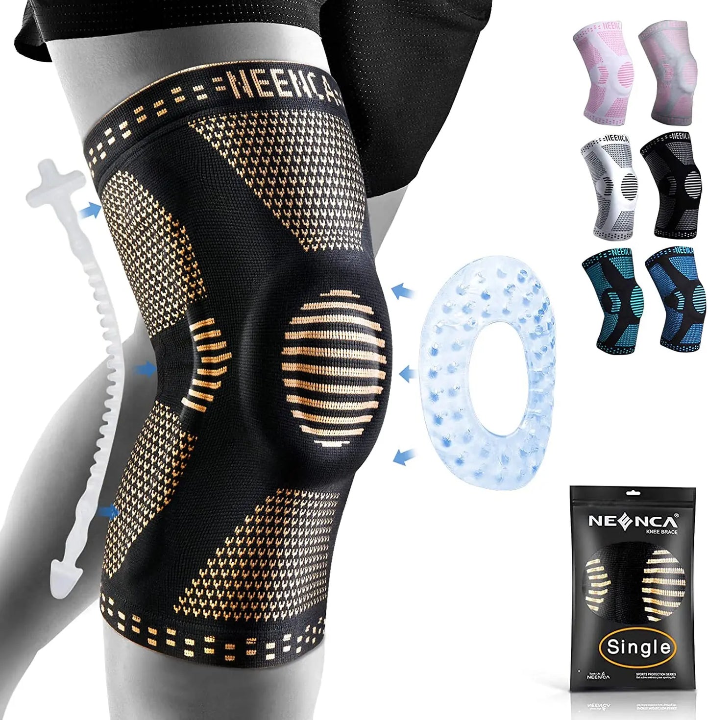 NEENCA Copper Knee Brace with Patella Gel Pad & Side Stabilizers