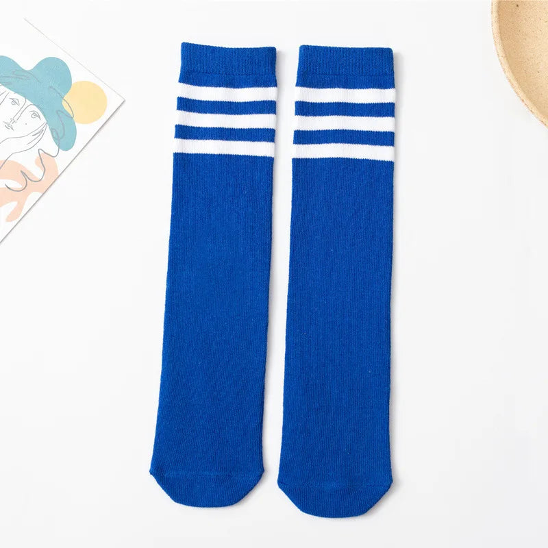 Three Stripes Knee-High Cotton Sports Socks