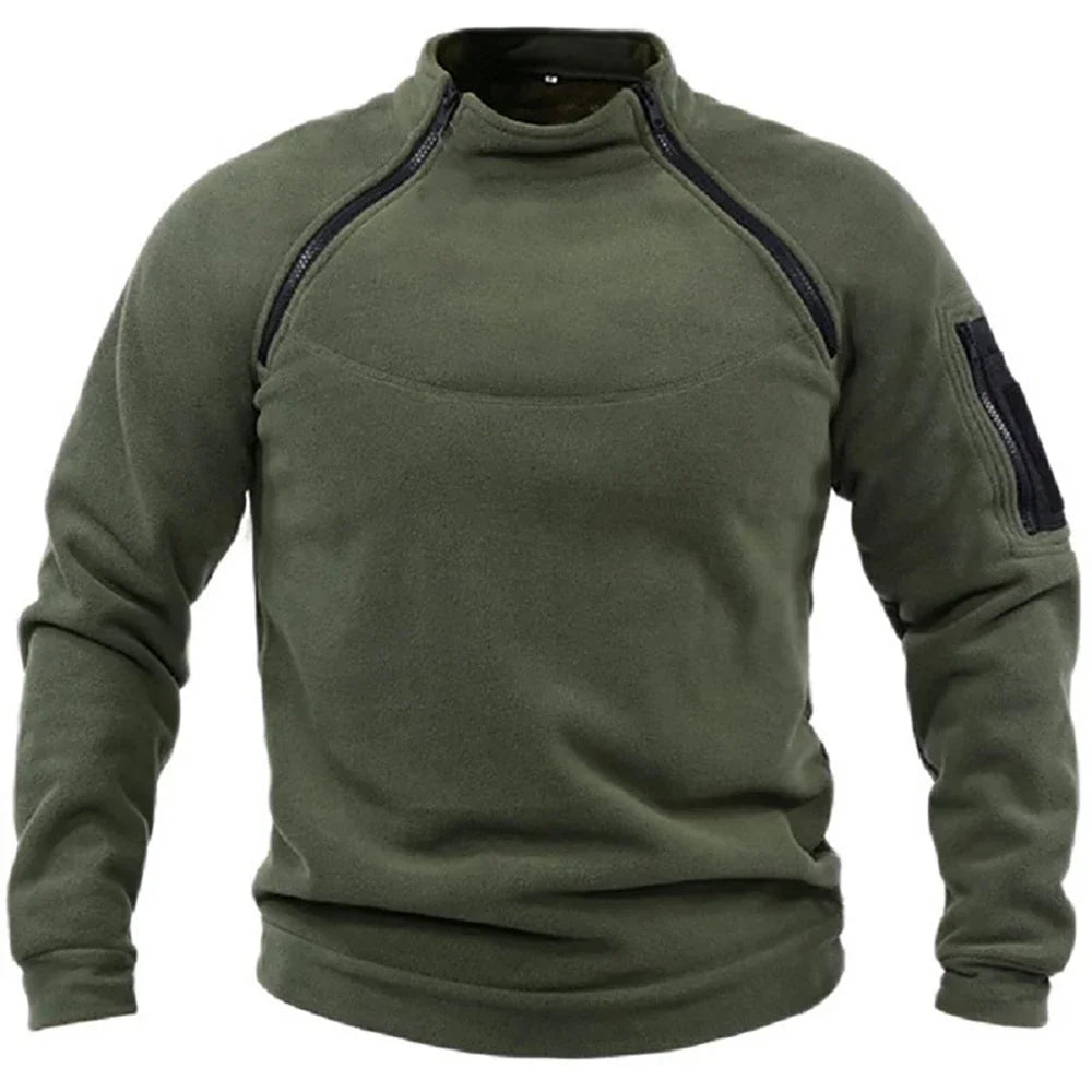 Windproof Fleece Men’s Sweatshirt – Tactical Outdoor Sportswear Jacket with Standing Collar
