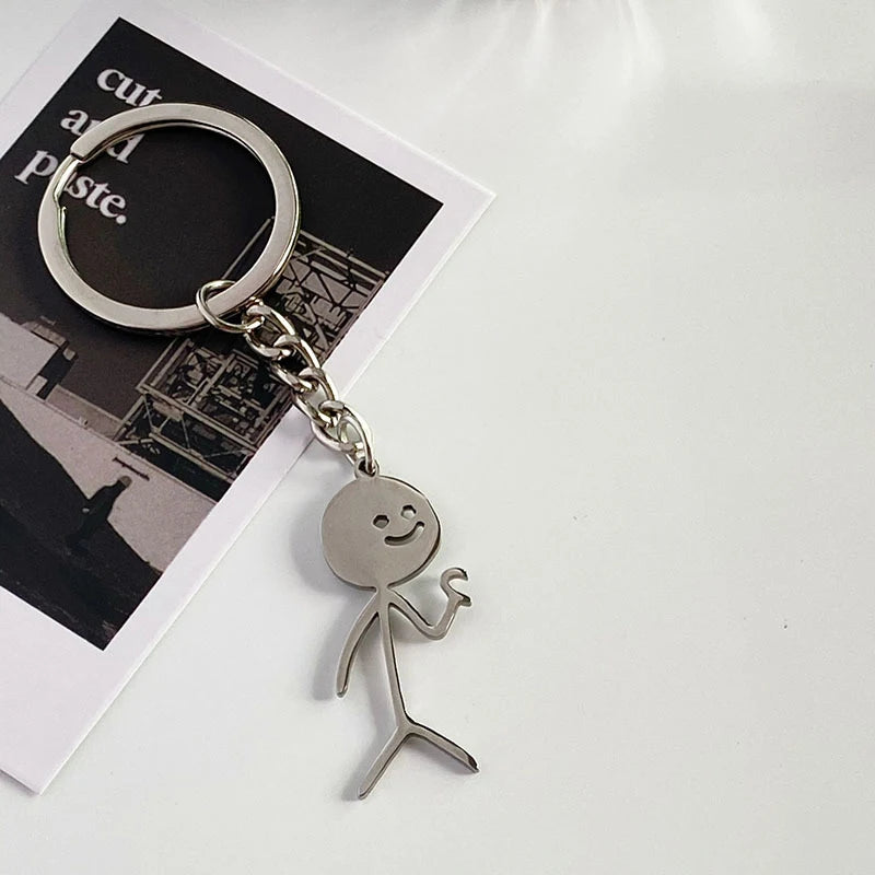 2pcs/set Stickman Matching Heart Keychain
