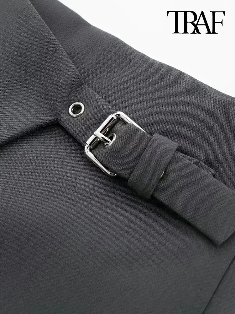 TRAF Asymmetric Shorts Skirts with Tab for Women