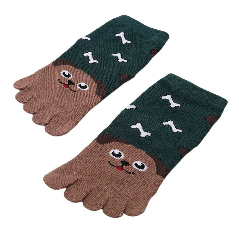 Cotton Animal Pattern Five-Finger Socks