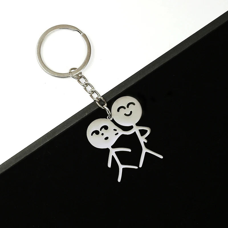 2pcs/set Stickman Matching Heart Keychain
