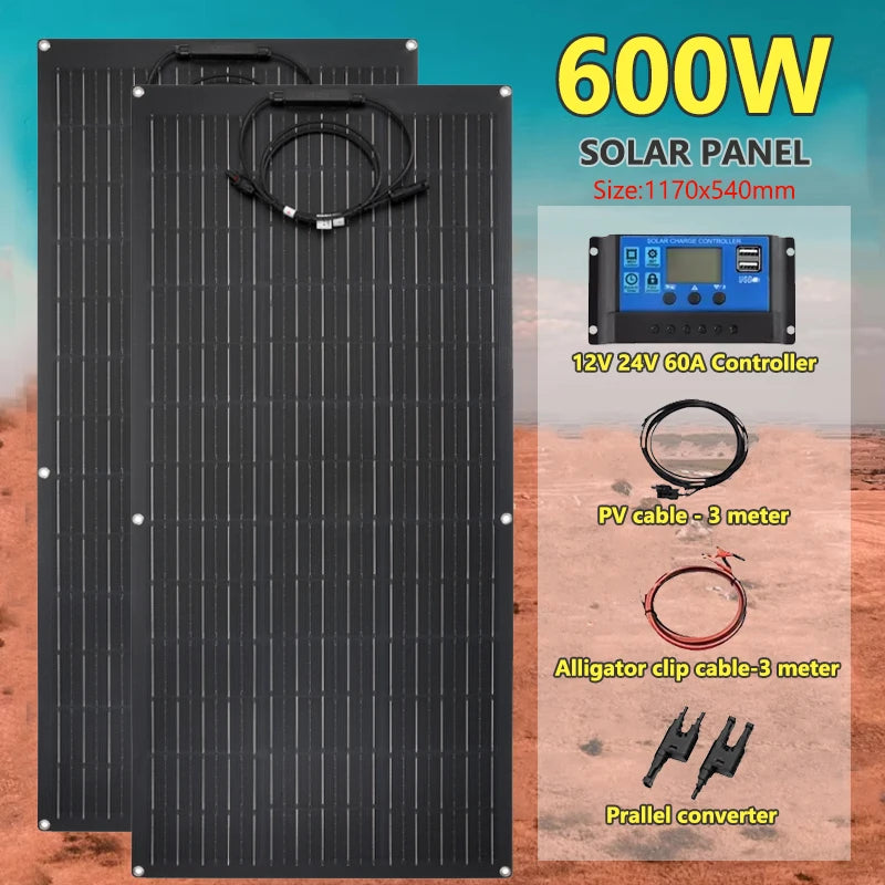 600W/300W Solar Panel Kit with Complete Power Generator: