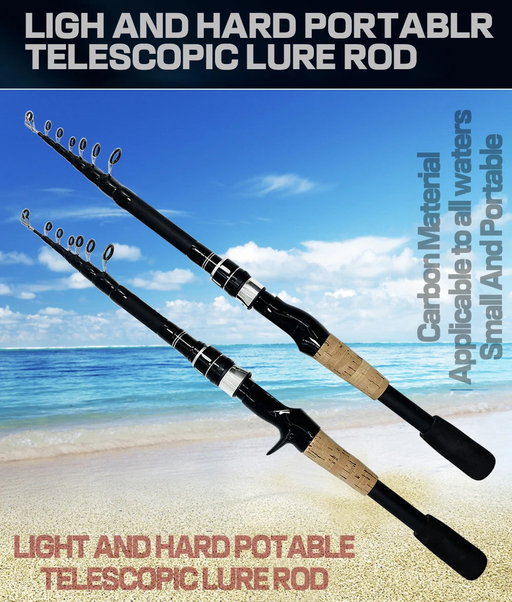 Baitcasting Lure Fishing Rod – Lightweight Telescopic Design with Wooden Handle
