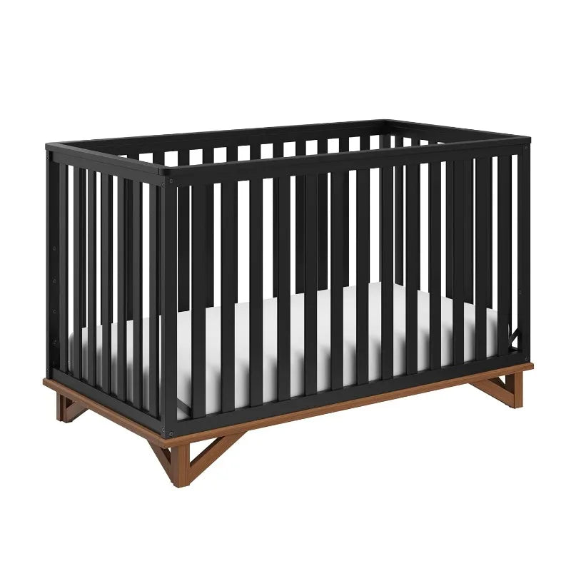 5-in-1 Convertible Crib (Black with Vintage Driftwood)