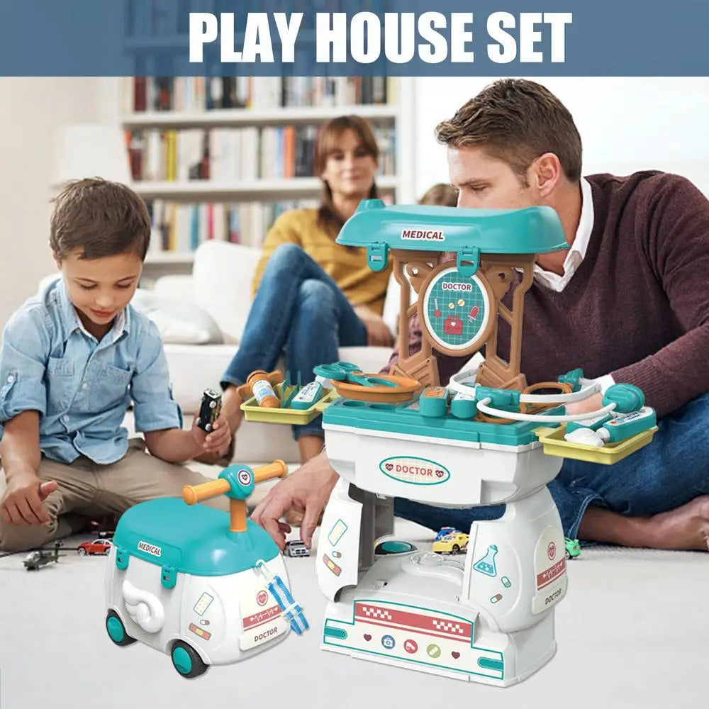2-in-1 Cartoon Storage Car Pretend Toy Set