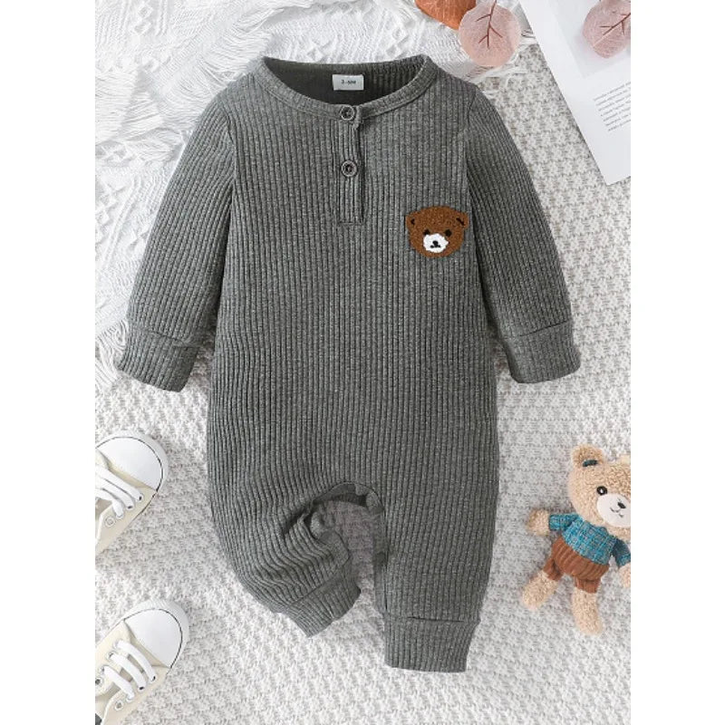 Newborn Baby Cartoon Bear Long Sleeve Onesies