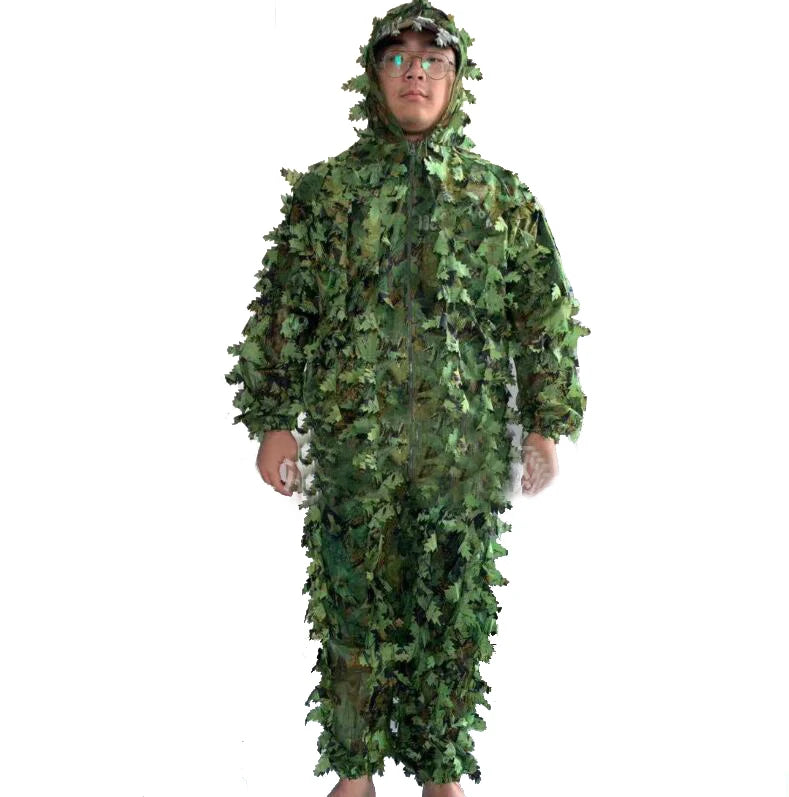 New Sticky Flower Bionic Leaves Camouflage Suit – Universal Woodland Camo Ghillie Set for Hunting & Outdoor Activities