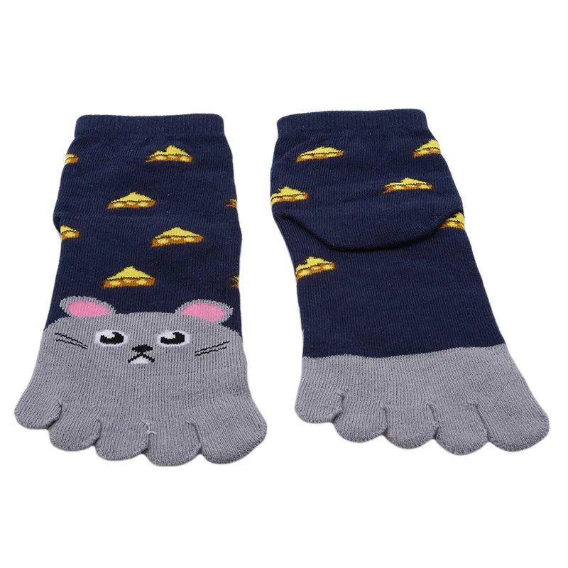 Cotton Animal Pattern Five-Finger Socks