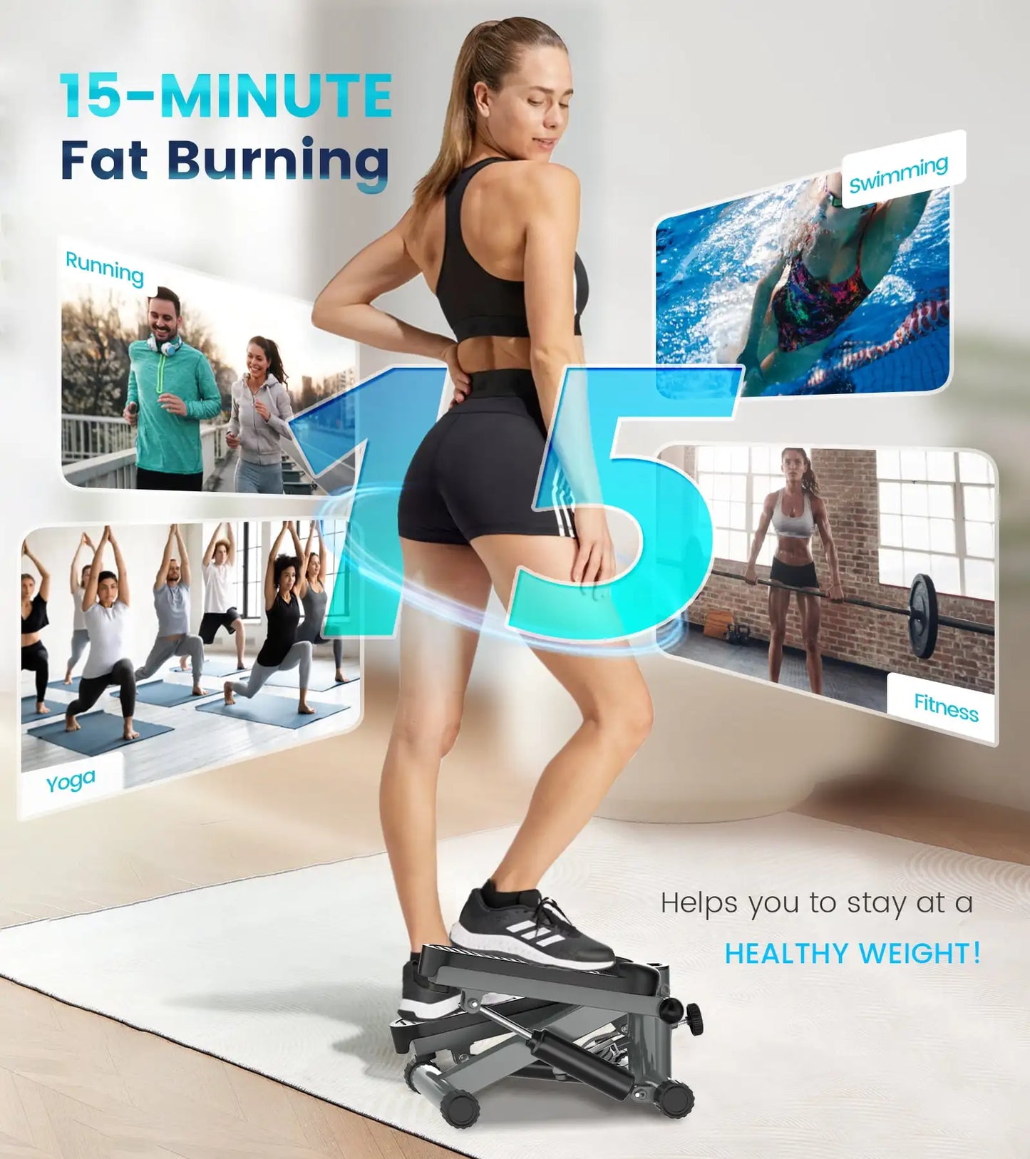 Stair Steppers Workout Machine with Resistance Bands